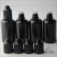 Black 30ml dropper bottles with Childproof cap thinner dropper plastic empty e-juice bottles