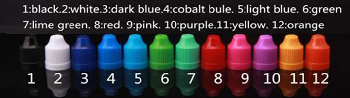 e-liquid dropper bottle caps color