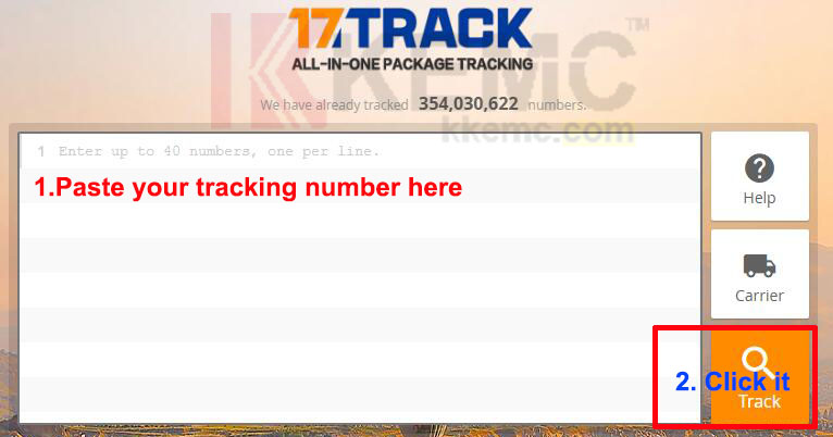 track your order track number on kkemc.com